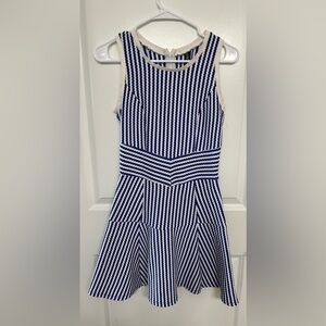 Y2K Colori Canada Blue White Fit & Flare Textured Dress | Size S | Send Offer